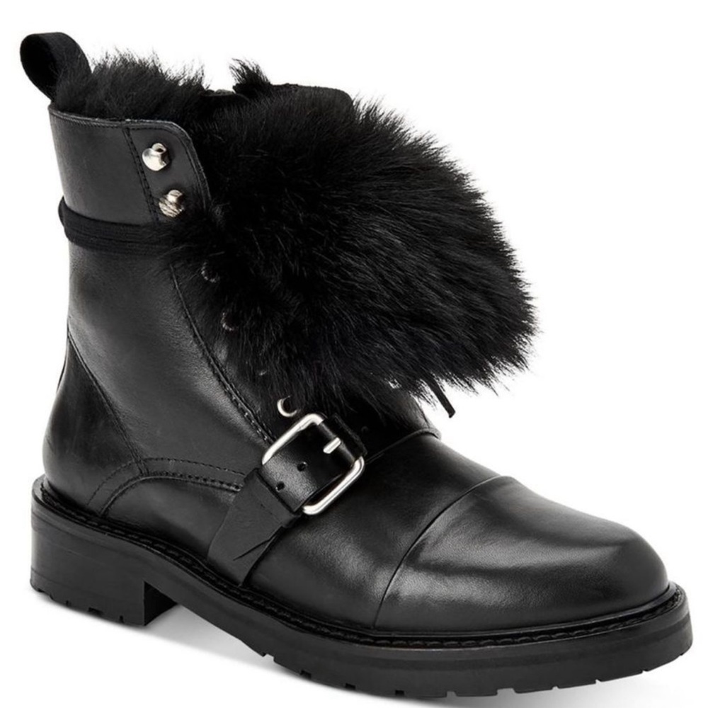 All Saints Womens Donita Black Leather Combat & Lace-up Boots Shoes New